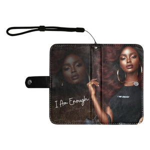 I Am Enough Cell Flip Leather Purse for Mobile Phone/Large (Model 1703)
